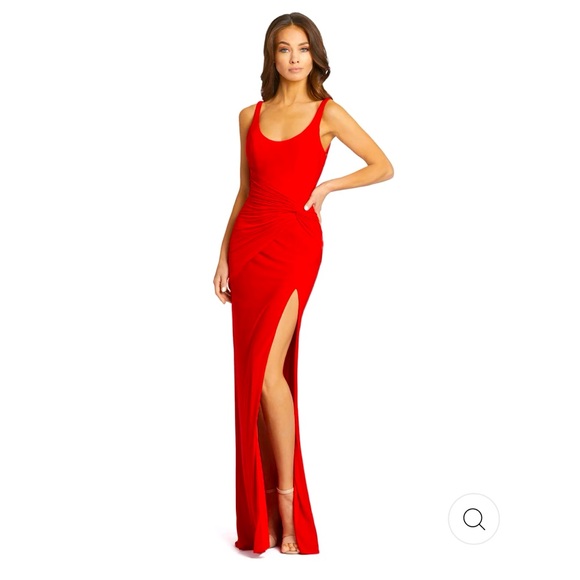 MAC Duggal Sleeveless Ruched Side Knot Gown. Red. Size 8. Worn Once. Dry Cleaned - Picture 1 of 8